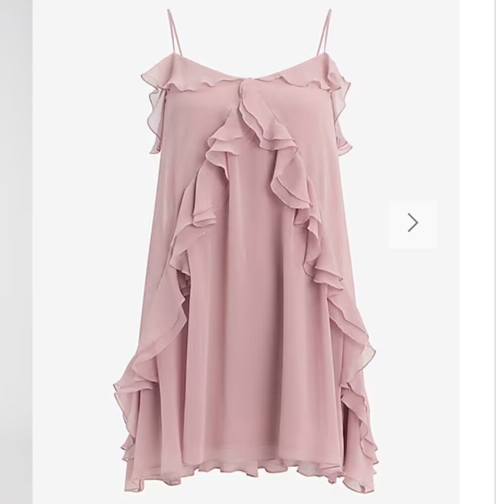 Express Scoop Neck Sleeveless Ruffle Flowy Mini Dress NWT